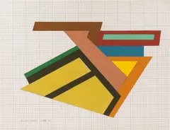 Untitled by Frank Stella, 1973, linen, felt, and cardboard collage, acrylic, on cardboard, sold Nov 2014