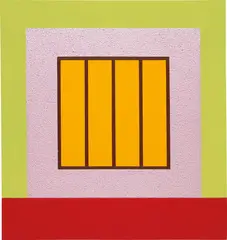 Pink Prison by Peter Halley, 2000, acrylic, Roll-a-Tex on canvas, sold Nov 2014