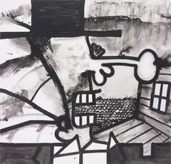Carroll Dunham, Mesokingdom Eleven (Coast), 2002, acrylic, pencil on linen