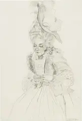 Rachel Feinstein, Ruth with Tea Cup, 2005, pencil on paper