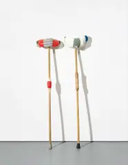 Alexandre Da Cunha, They Really Work For Me, 2000, plastic, adhesive and fabric on found crutches