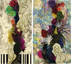 Mariana Palma, Untitled, 2012, acrylic and oil on canvas, diptych