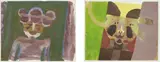 Francisco Toledo, Two Works: (i) Tres bolas (ii) Hombre sonriendo en verde, 1965, gouache and gold leaf on paper laid on canvas