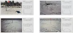 Francis Alÿs, Four Works: i) Sunpath, Mexico City 20.05.99. 4.45pm; ii) Sunpath, Mexico City 27.04.99. 6.15pm; iii) Sunpath, Mexico City 14.12.98. 11.05am; iv) Sunpath, Mexico City 14.12.98. 12.15pm, 1999, 4 photographs with sunpath charts