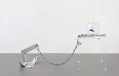 Unbearable Lightness by Anna Paola Protasio, 2011, glass bowl, water, Betta fish, polished stainless steel and Plexiglas, offered Nov 2014