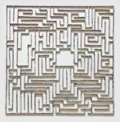 Máximo González, Sin título (Mini-laberinto), 2013, non-circulating Mexican pesos on MDF and foamcore
