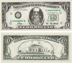 Two Works: Zero Dollar by Cildo Meireles, 1984, offset print on paper, sold Nov 2014