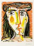 Femme au chapeau (Woman in a Hat) by Pablo Picasso, 1962, Linocut in colors, on Arches paper, with full margins, the fifth (final) state,, sold Apr 2014