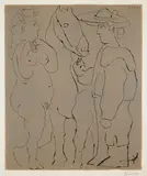 Picador debout avec son cheval et une femme (Picador Standing with his Horse and a Woman) by Pablo Picasso, 1959, Linocut in colors, on Arches paper, with full margins,, offered Apr 2014