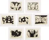 Hollow Man by Robert Motherwell, 1986, The complete set of seven etchings with aquatint, on Moriki handmade paper collé to Rives BFK paper, with full margins,, sold Apr 2014