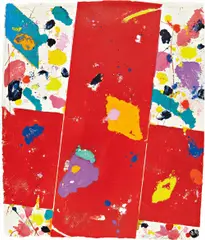 Untitled by Sam Francis, 1983, Monotype with oil paint, powdered pigment and ink in colors with embossing, on handmade paper, the full sheet,, sold Apr 2014