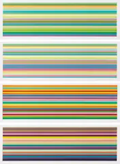 Kenneth Noland, Quartet I-IV, 2001, The complete set of four iris prints in colors with screenprint varnish, on Somerset Velvet paper, with full margins,