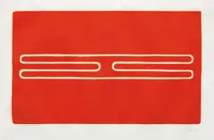 Untitled by Donald Judd, 1961-78, Woodcut in cadmium red, on offset paper, with full margins,, sold Apr 2014