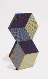 Victor Vasarely, Kettes, 1988, Wood multiple hand-painted in colors,