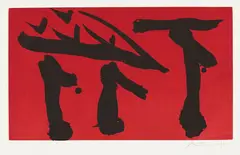 Put Out All Flags by Robert Motherwell, 1980, Aquatint and etching in colors, on German Etching paper, with full margins,, sold Apr 2014