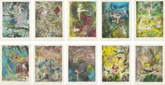 Roberto Matta, Centre Noeuds, 1974, The complete set of ten etchings in colors, on Japanese nacré paper, with full margins,