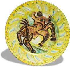 Centaur by Pablo Picasso, 1956, White earthenware round dish painted in colors,, sold Apr 2014