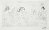 Pablo Picasso, Raphaël et la Fornarina VII: le Pape est là assis, pl. 302, from 347 Series, 1968, Etching, on Rives paper, with full margins,