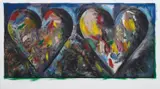 Two Hearts for the Moment by Jim Dine, 1985, Offset lithograph and etching in colors with hand-coloring, on Rives BFK paper, with full margins,, offered Apr 2014