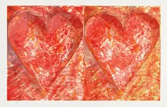 Two Red Hearts by Jim Dine, 1993, Woodcut and photo-engraving in colors, on two sheets of Stonehenge paper joined (as issued), with full margins,, sold Apr 2014