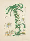Claes Oldenburg, Sneaker Lace in Landscape with Palm Trees, 1990-91, Lithograph in colors, on Arches Cover buff paper, with full margins,