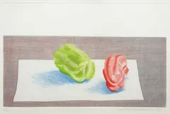 Two Peppers by David Hockney, 1973, Etching in colors, on Arches paper, with full margins,, sold Apr 2014