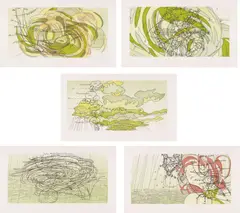 Matthew Ritchie, Sea State I-V, 2003, The complete set of five etchings with aquatint in colors, on wove paper, with full margins,