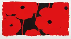 Eight Poppies by Donald Sultan, 2010, Screenprint in red with black flocking, on wove paper, with full margins,, sold Apr 2014