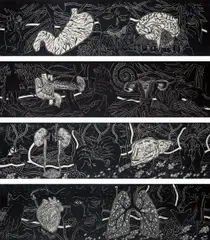 How I Know I’m Here by Kiki Smith, 1985-2000, Linocut, on four sheets of Thai Mulberry paper, the full sheets,, sold Apr 2014