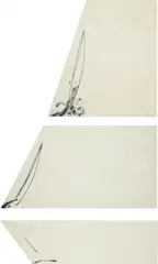 Dan Flavin, Untitled (Sails), 1986, The complete set of three lithographs in blue with collage, on gray Rives BFK paper, the full sheets (shaped, as issued),