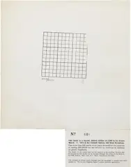 Untitled (Ticket for NYCLU Fundraiser at Castelli Gallery) by Carl Andre, 1972, Inkstamp, on wove paper, with full margins, with attached perforated ticket stub No. 648 (as issued),, sold Apr 2014