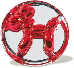 Balloon Dog (Red) by Jeff Koons, 1995, Porcelain multiple painted in chrome,, sold Apr 2014