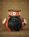 Visage de profil (Face in Profile) by Pablo Picasso, 1953, Red earthenware turned vase painted in colors and partially glazed,, sold Oct 2014