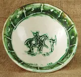 Picador by Pablo Picasso, 1954, White earthenware round cupel painted in colors and glazed,, sold Oct 2014