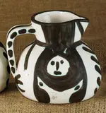 Pichet petites têtes (Little-Headed Pitcher) by Pablo Picasso, 1953, White earthenware turned pitcher painted in white and black,, sold Oct 2014