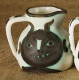 Têtes (Heads) by Pablo Picasso, 1956, White earthenware turned pitcher painted in white and black,, sold Oct 2014