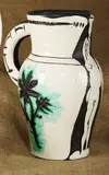 Pablo Picasso, La source (The Source), 1954, White earthenware turned pitcher painted in colors, knife engraved and partially glazed,