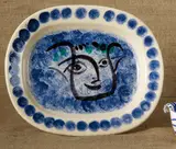 Visage noir putoisé (Speckled Black Face) by Pablo Picasso, 1948, White earthenware rectangular dish painted in colors and glazed,, sold Oct 2014