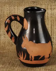 Picador by Pablo Picasso, 1952, Red earthenware turned pitcher painted in black,, offered Oct 2014