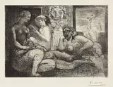 Pablo Picasso, Quatre femmes nues et tête sculptée (Four Nude Women and a Carved Head), plate 82, from La Vollard Suite, 1934, Etching, on Montval paper watermark Vollard , with margins,