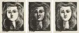 Tête de jeune fille (Head of a Young Girl): Three states by Pablo Picasso, 1945, The complete set of three lithographs, on Arches paper, with full margins, the first, second and third (final) states,, sold Oct 2014