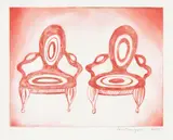 Louise Bourgeois, Twosome, 2002, Drypoint with selective wiping in red (unique), on wove paper, with full margins, state V of VI,