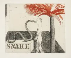 Jungle Boy by David Hockney, 1964, Etching and aquatint in black and red, on Arches paper, with full margins,, sold Oct 2014