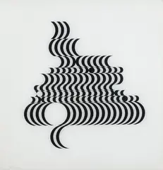 Untitled (Fragment 2) by Bridget Riley, 1965, Screenprint in black and white, on Plexiglas (on reverse of sheet), with full margins,, sold Oct 2014