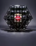 Buckminster Fuller, Closest Packing of Spheres, 1980, Chrome plated steel rods, molded thermoplastic connectors, smoked grey acrylic spheres around red acrylic sphere multiple,