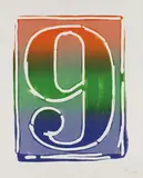 Jasper Johns, Figure 9, from Color Numerals Series, 1969, Lithograph in colors, on Arjomari paper, with full margins,