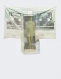 Robert Rauschenberg, Preview, from Hoarfrost Editions, 1974, Offset lithograph and screenprint in colors transferred to collage of paper bags and fabric, on paper bag, silk chiffon and silk taffeta,