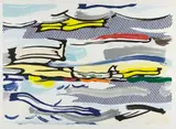 Roy Lichtenstein, Seascape, from Landscape Series, 1985, Lithograph, woodcut, and screenprint in colors, on Arches 88 paper, with full margins,