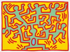 Growing 2 by Keith Haring, 1988, Screenprint in colors, on Lenox Museum Board, with full margins,, sold Oct 2014