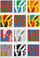 Book of Love by Robert Indiana, 1996, The complete set of 12 screenprints in colours, on A.N.W. Crestwood Museum Edition paper, with full margins, with accomp, sold Oct 2014